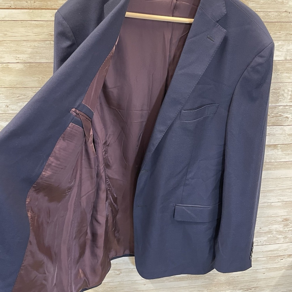 Ike Behar Loro Piana Mens 48L Blazer Navy 2 Button Wool Ticket Pocket Summertime - Picture 3 of 12